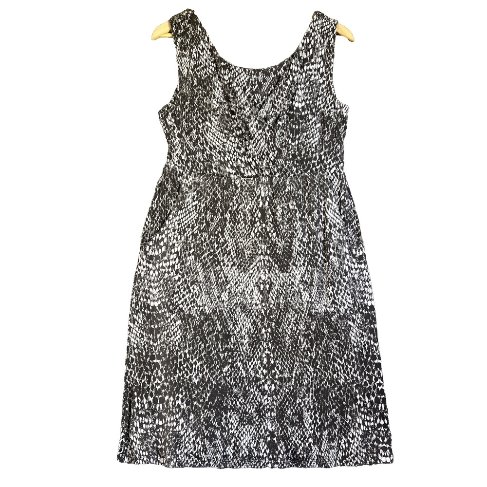 Garnet Hill Dress Medium Gray Starlet Jersey Knit Pockets Faux Wrap READ